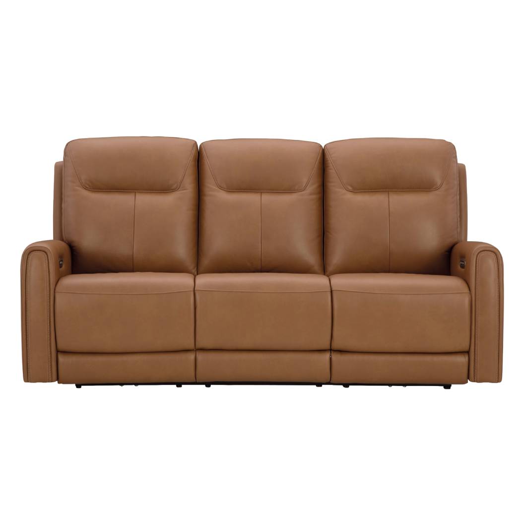 Sofa en cuir brun caramel motorisé zéro gravité - Tryanny