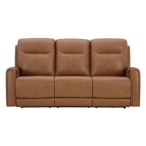 Sofa en cuir brun caramel motorisé zéro gravité - Tryanny