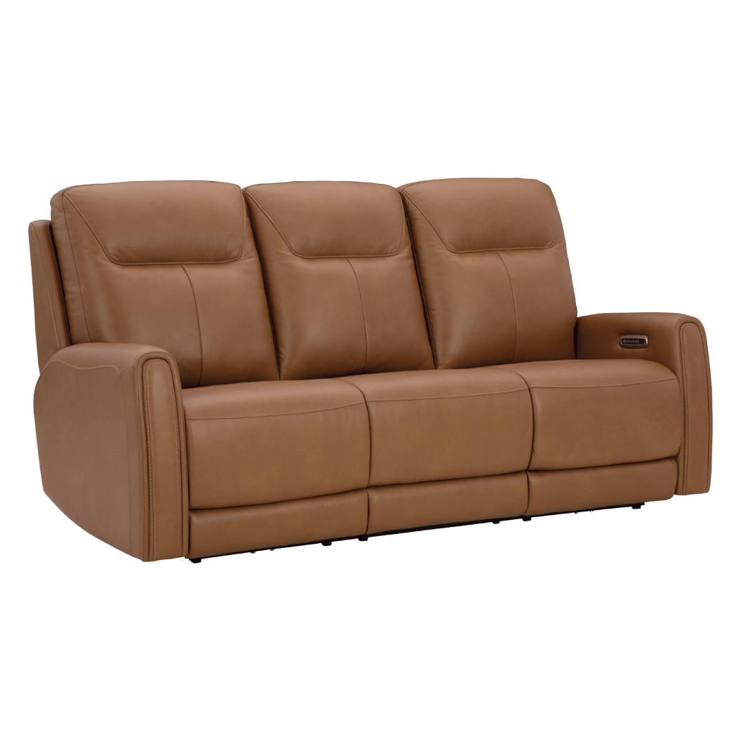 Sofa en cuir brun caramel motorisé zéro gravité - Tryanny