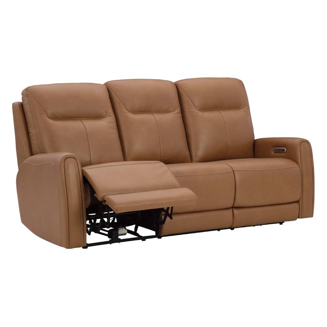 Sofa en cuir brun caramel motorisé zéro gravité - Tryanny
