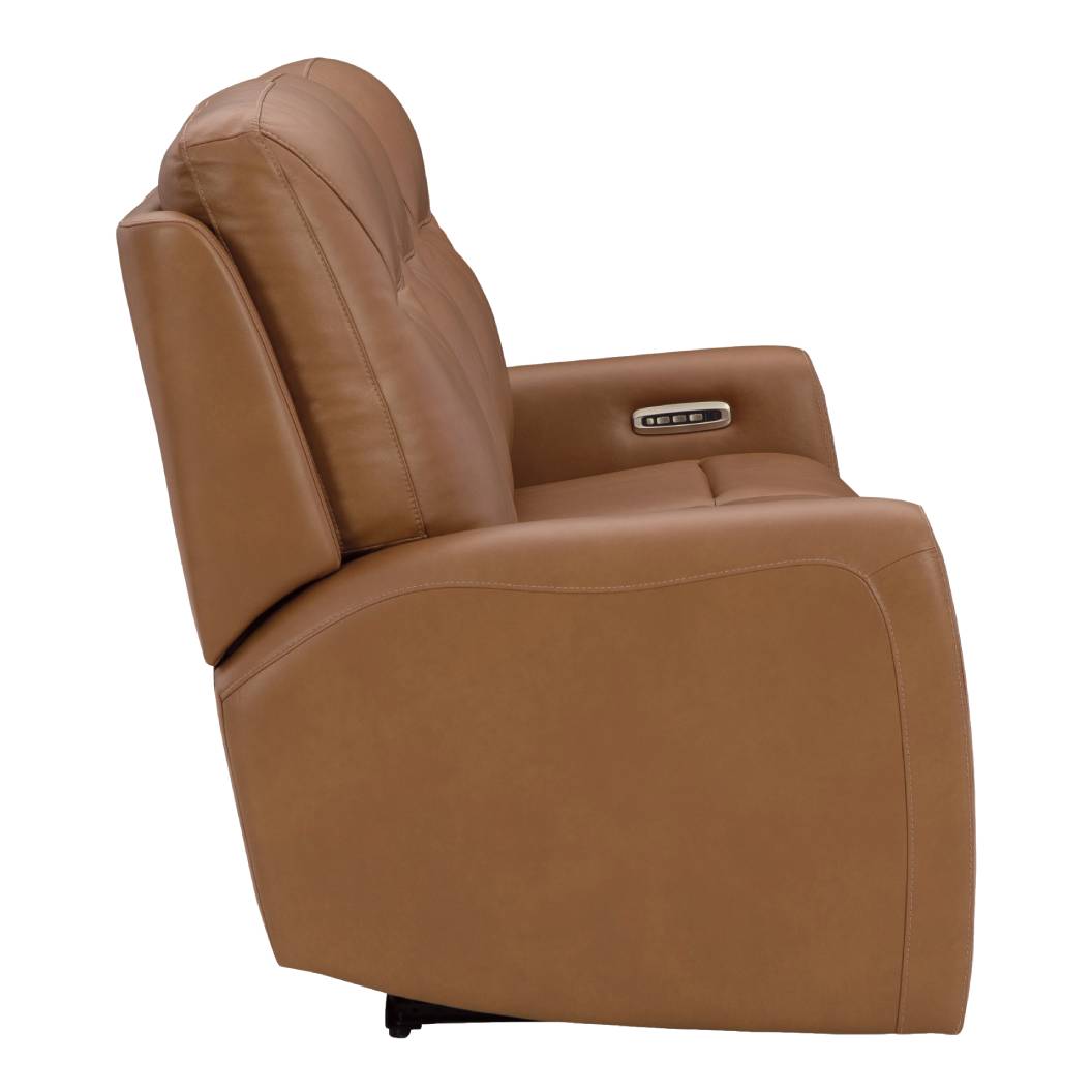 Sofa en cuir brun caramel motorisé zéro gravité - Tryanny
