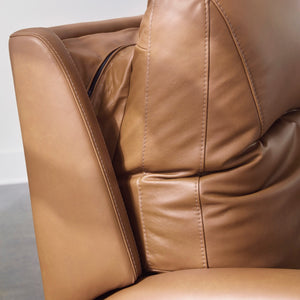 Sofa en cuir brun caramel motorisé zéro gravité - Tryanny