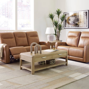 Sofa en cuir brun caramel motorisé zéro gravité - Tryanny