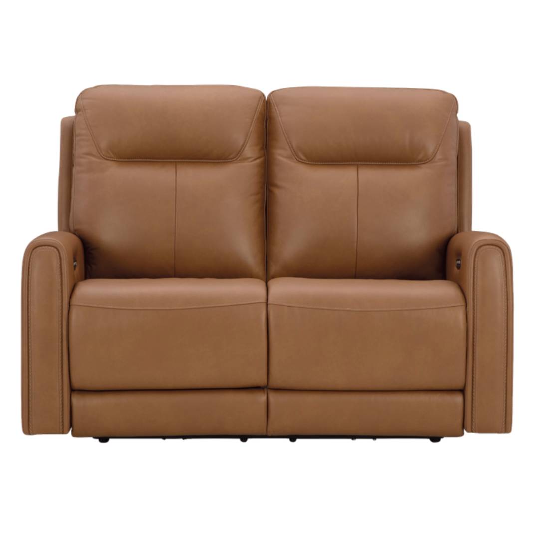 Causeuse en cuir brun caramel motorisée zéro gravité - Tryanny