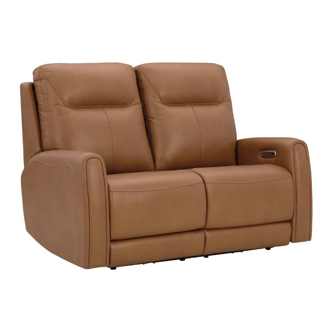 Causeuse en cuir brun caramel motorisée zéro gravité - Tryanny
