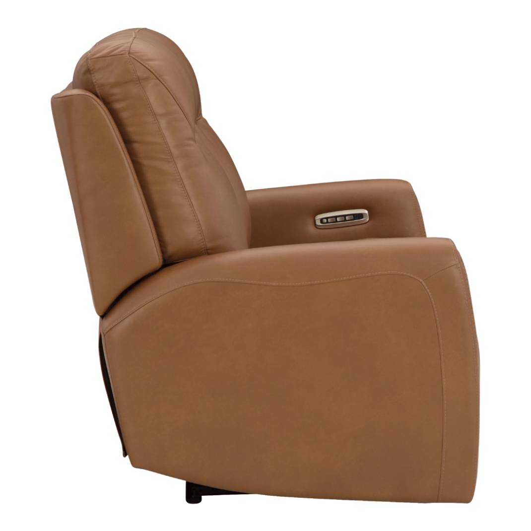 Causeuse en cuir brun caramel motorisée zéro gravité - Tryanny