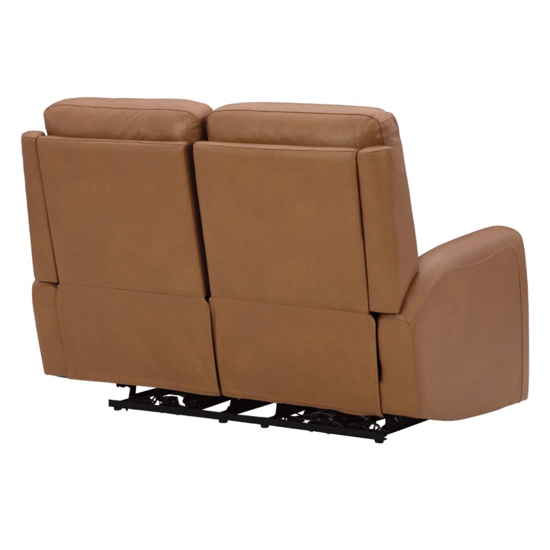 Causeuse en cuir brun caramel motorisée zéro gravité - Tryanny