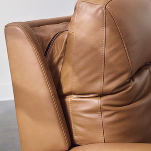 Causeuse en cuir brun caramel motorisée zéro gravité - Tryanny