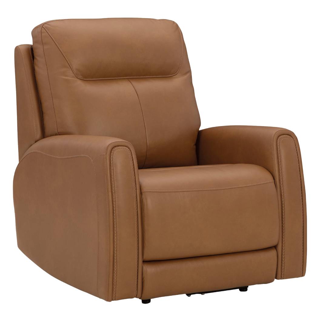 Fauteuil en cuir brun caramel motorisé zéro gravité - Tryanny