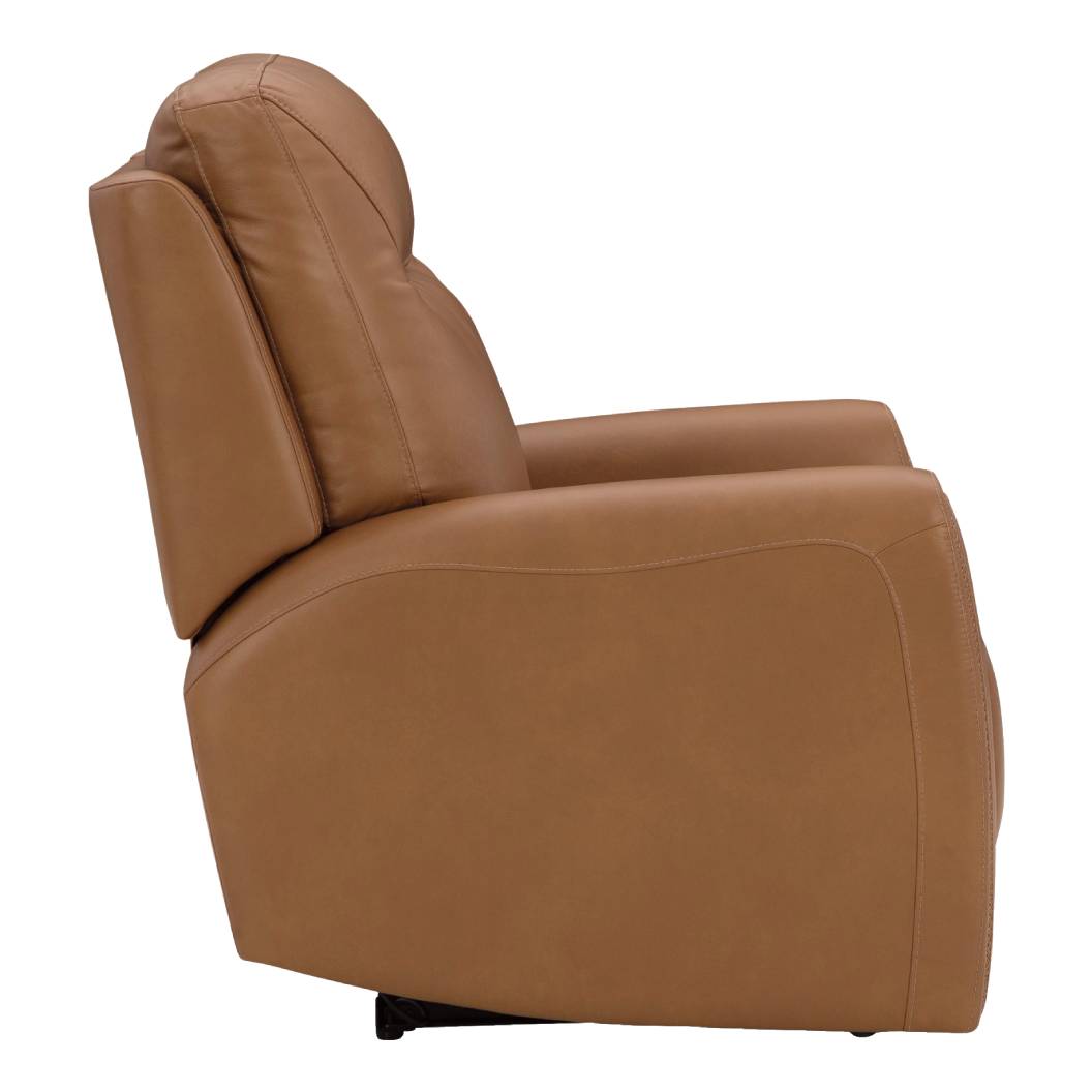 Fauteuil en cuir brun caramel motorisé zéro gravité - Tryanny