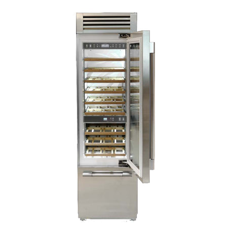 Cellier à vin encastrable 24 po, 54 bouteilles Inox à 2 zones avec tiroir FlexZone - Sofia Pro