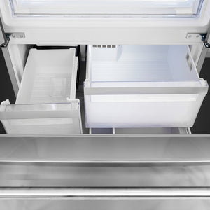 Réfrigérateur porte française à profondeur comptoir 36 po, 20,3 pi³ 3 portes Inox avec machine à glaçons