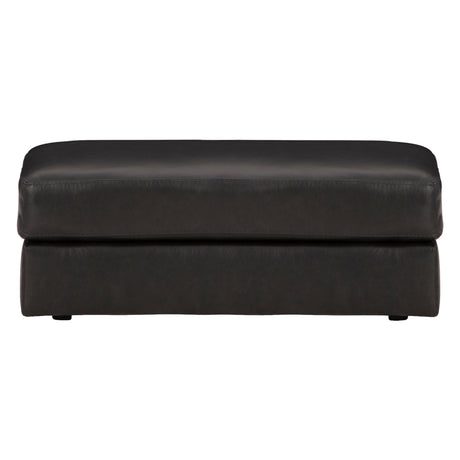 Ottoman Amiata en cuir et similicuir noir onyx