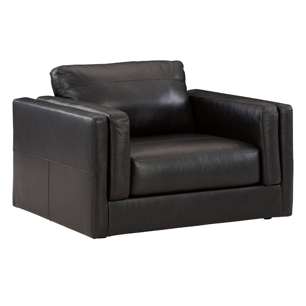Fauteuil en cuir noir surdimensionné - Amiata
