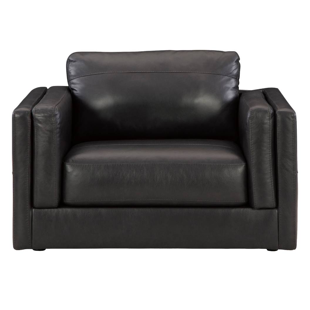 Fauteuil en cuir noir surdimensionné - Amiata