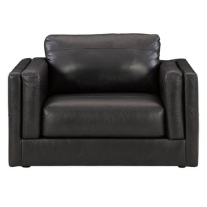 Fauteuil en cuir noir surdimensionné - Amiata