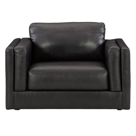 Fauteuil en cuir noir surdimensionné - Amiata