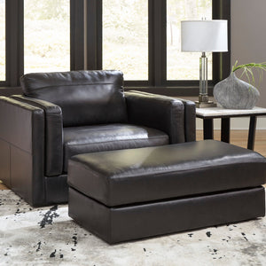 Fauteuil en cuir noir surdimensionné - Amiata