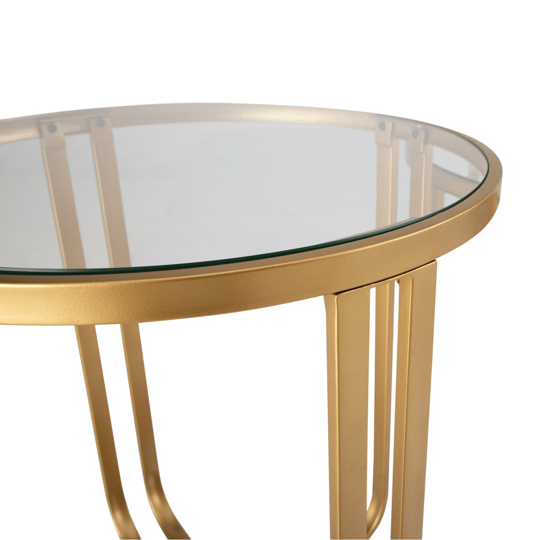 Ensemble de 3 tables en verre trempé et métal doré - Milloton