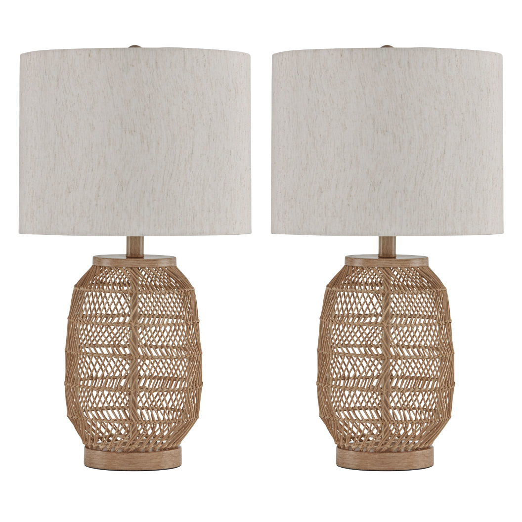 Ensemble de 2 lampes de table en rotin tressé naturel 23 po. - Orenman