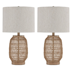Ensemble de 2 lampes de table en rotin tressé naturel 23 po. - Orenman