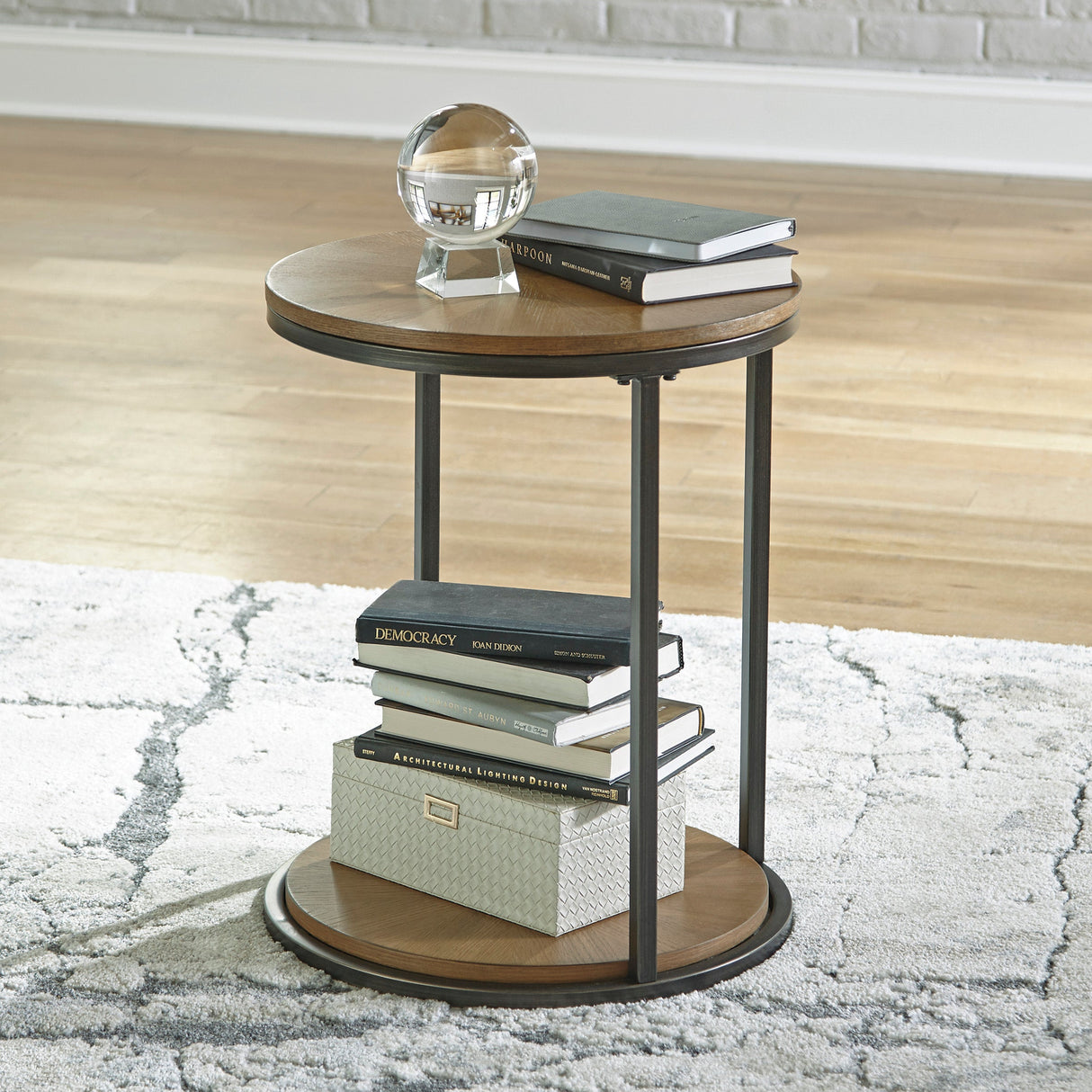 Table d'appoint bois brune ronde - Fridley