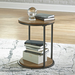 Table d'appoint bois brune ronde - Fridley