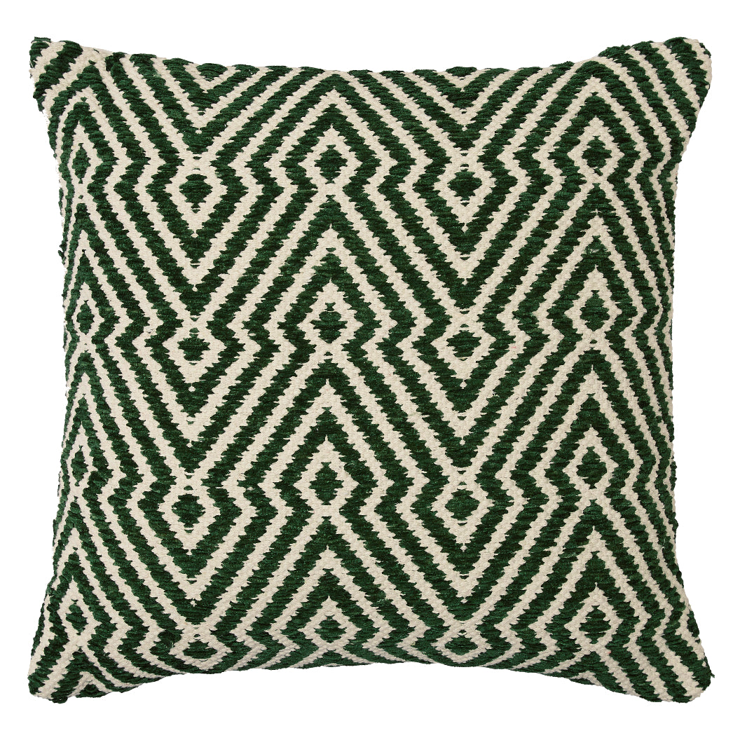 Coussin 19 x 19 po en coton vert & ivoire - Digover