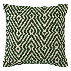 Coussin 19 x 19 po en coton vert & ivoire - Digover