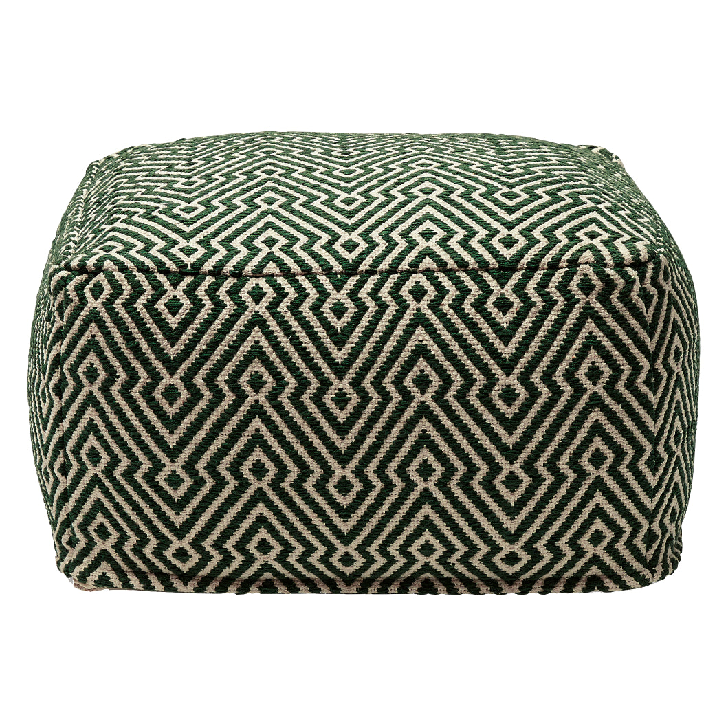 Ottoman en tissu vert et ivoire - Abacy