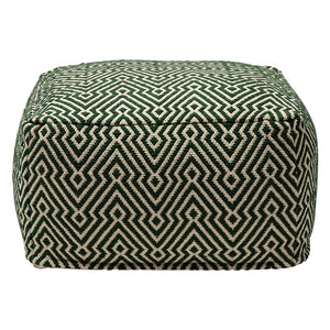 Ottoman en tissu vert et ivoire - Abacy