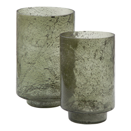 Ensemble de 2 bougeoirs en verre vert - Clarkton