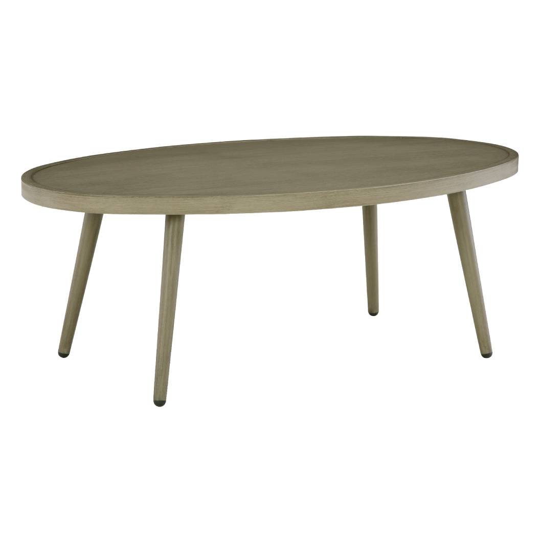 Table basse d'extérieure bois beige ovale - Swiss Valley