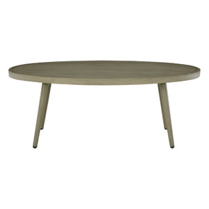 Table basse d'extérieure bois beige ovale - Swiss Valley