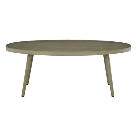 Table basse d'extérieure bois beige ovale - Swiss Valley