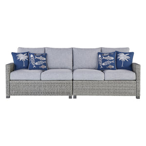 Ensemble de 2 causeuses extérieures en tissu Nuvella et en osier gris pâle avec coussins - Naples Beach