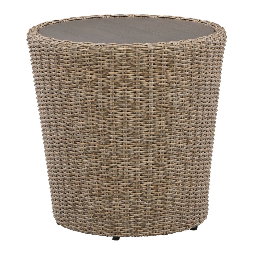 Table d'appoint extérieure résine ronde beige - Danson