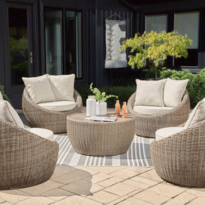 Ensemble 2 fauteuils extérieur résine beige pivotants - Danson