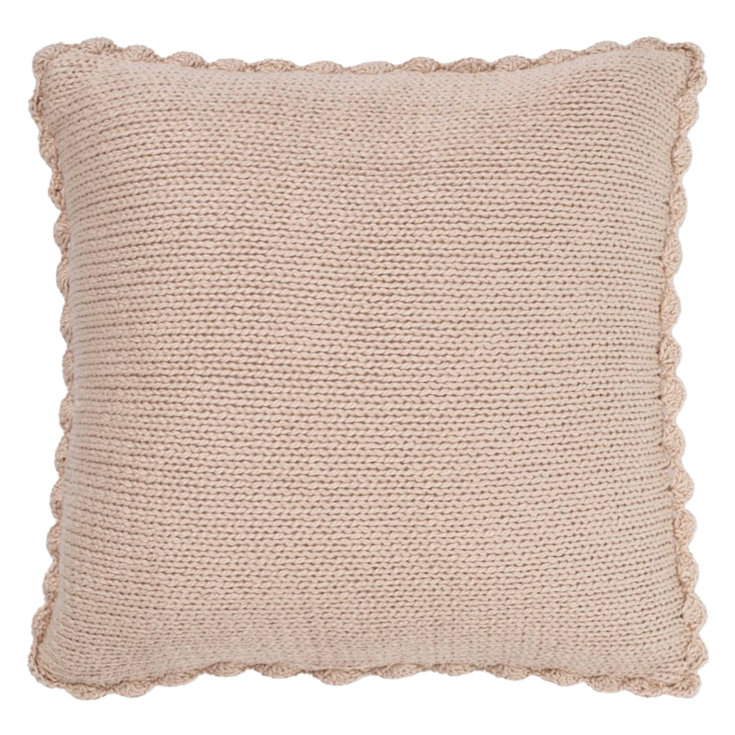 Coussin 18 x 18 po en coton beige - Mamounette