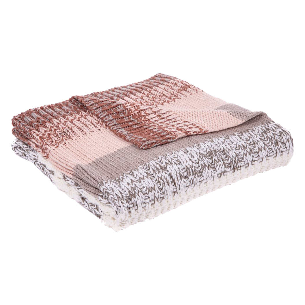 Jeté 50 x 60 po en tissu terracotta et rose - Baba