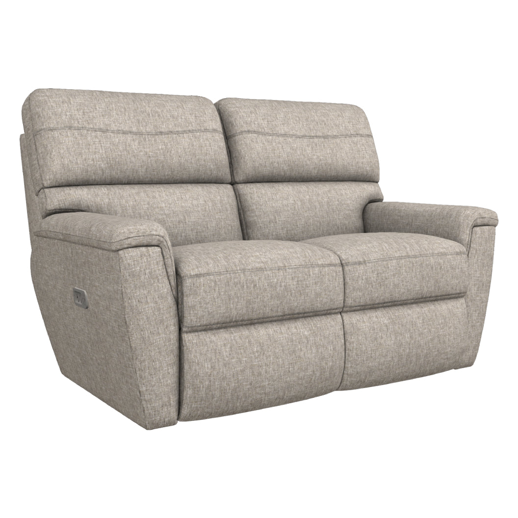 Causeuse inclinable motorisée en tissu gris avec ports USB intégrés - Ava Motion