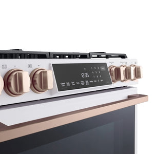 Cuisinière au gaz encastrable 30 po, 6,3 pi³ Blanc avec Convection ProBake®, InstaView® et Wi-Fi - White Essence