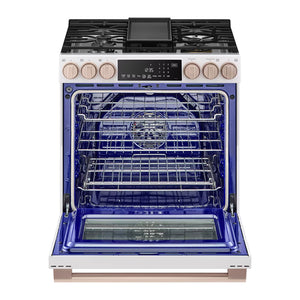 Cuisinière au gaz encastrable 30 po, 6,3 pi³ Blanc avec Convection ProBake®, InstaView® et Wi-Fi - White Essence