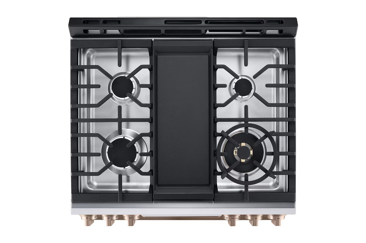 Cuisinière au gaz encastrable 30 po 6,3 pi³ Blanc - Studio - Air Fry, brûleur UltraHeat™ & InstaView