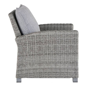 Fauteuil extérieur gris pâle tissu, osier en résine - Naples Beach