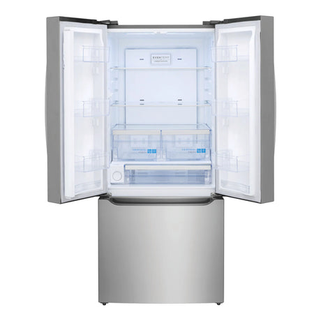 Réfrigérateur à porte française 30 po, 20 pi³, 3 portes, Inox avec distributeur d'eau et machine à glaçons