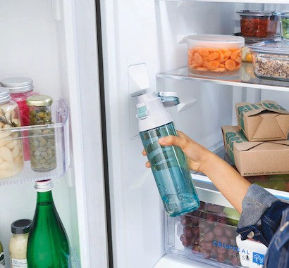 Réfrigérateur à porte française 30 po, 20 pi³, 3 portes, Inox avec distributeur d'eau et machine à glaçons
