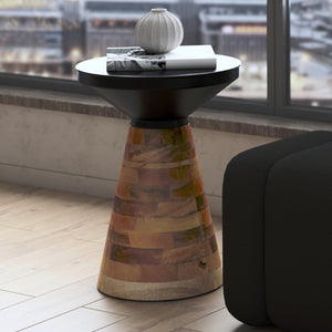 Table d'appoint en fer noir et bois de manguier - Boden
