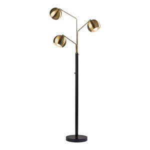 Lampe sur pied en métal noir et or industriel 67 po. - Windsor