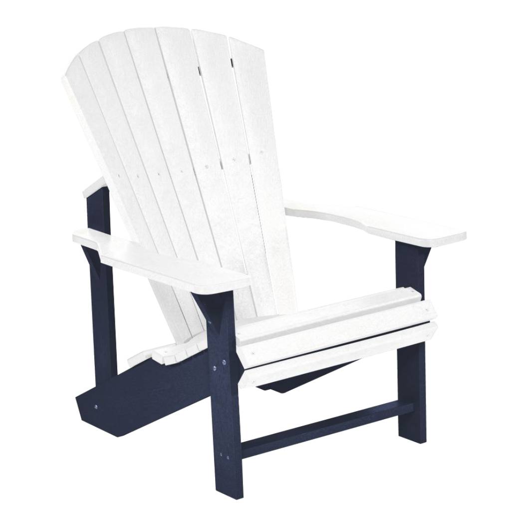 Chaise extérieure blanche-bleue plastique recyclé - Adirondack classique